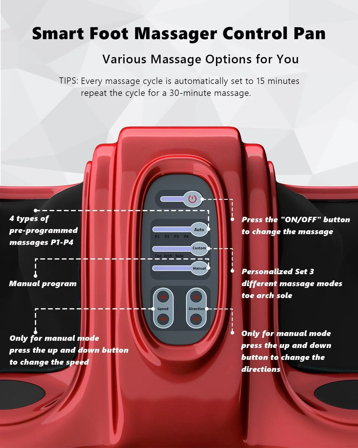Foot Massager with Kneading and Rolling, 3 Modes and Remote E12131