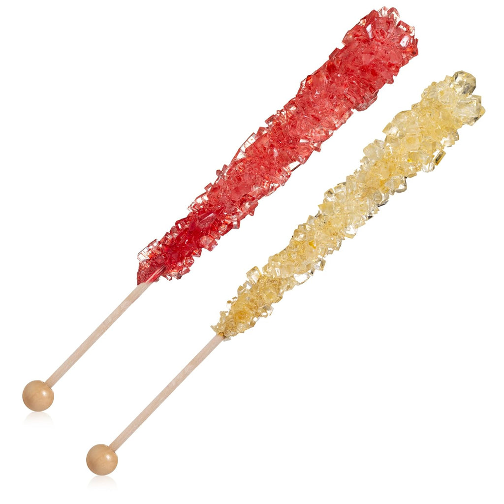 Gold and Red Rock Candy Sugar Sticks, Original & Strawberry Flavored C424435