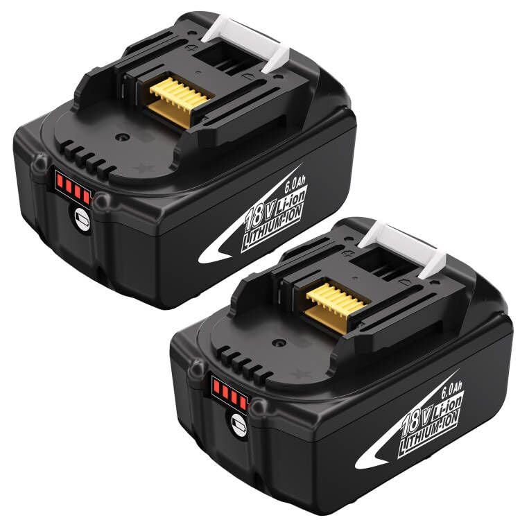 Replacement for Makita 18V Battery 6.0Ah Compatible with Makita 18 volt Battery Lithium-ion BL1860B BL1860 BL1850 BL1850B BL1840 BL1830 Compatible with Original Makita 18V Battery Chargers 2-Pack