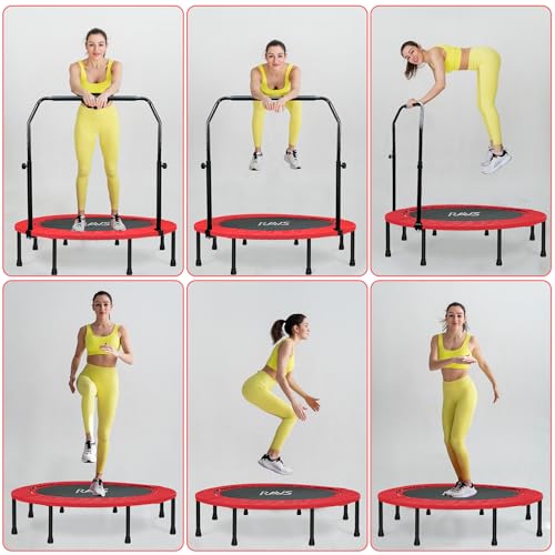Mini Trampoline for Adults Fitness, Indoor Exercise with Stretch Bands Y38742