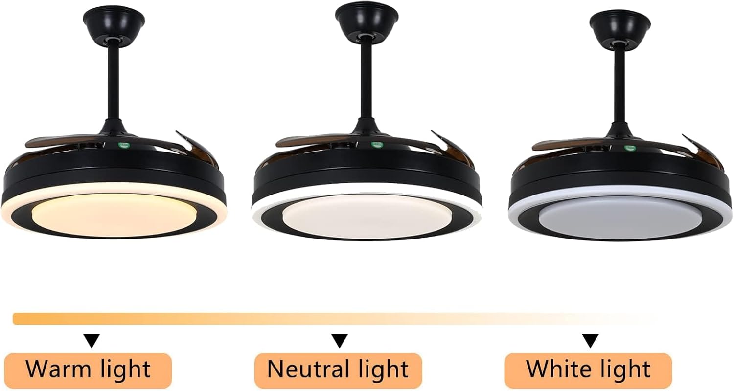 Retractable Ceiling Fan with Lights, Remote Control, Silent Motor F23944