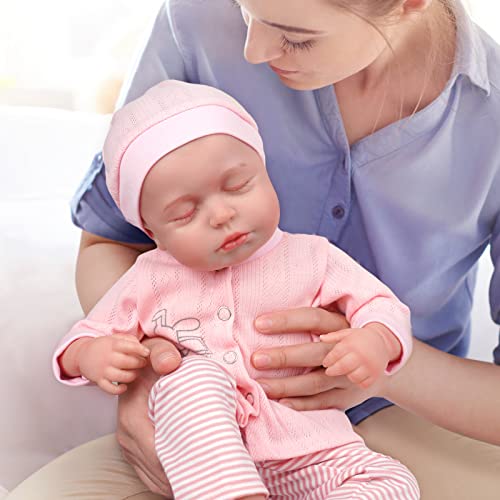 Lifelike Reborn Baby Doll 18 Inch Soft Body Realistic Newborn Sleeping Girl with Clothes and Toy Accessories I8576