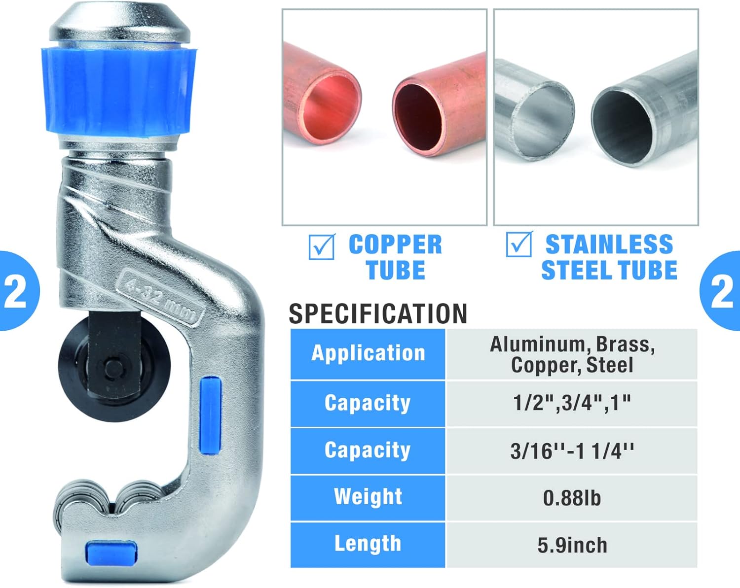 Hydraulic Copper Tubing Press Tool Kit for 1/2-in, 3/4-in, 1-in Fittings W530