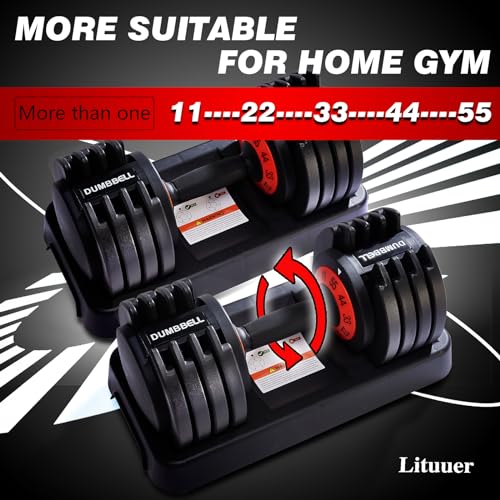 Adjustable Dumbbell Set with Tray for Home Gym Workout T116959