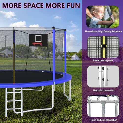 Trampoline with Basketball Hoop and Safety Enclosure Net T447252