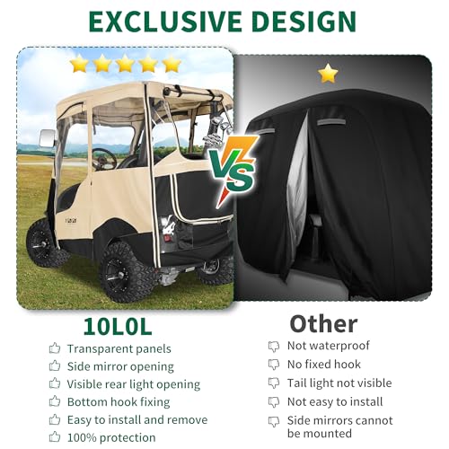 Golf Cart Enclosure for 2 Passenger, Waterproof Windproof Transparent Cover L4294