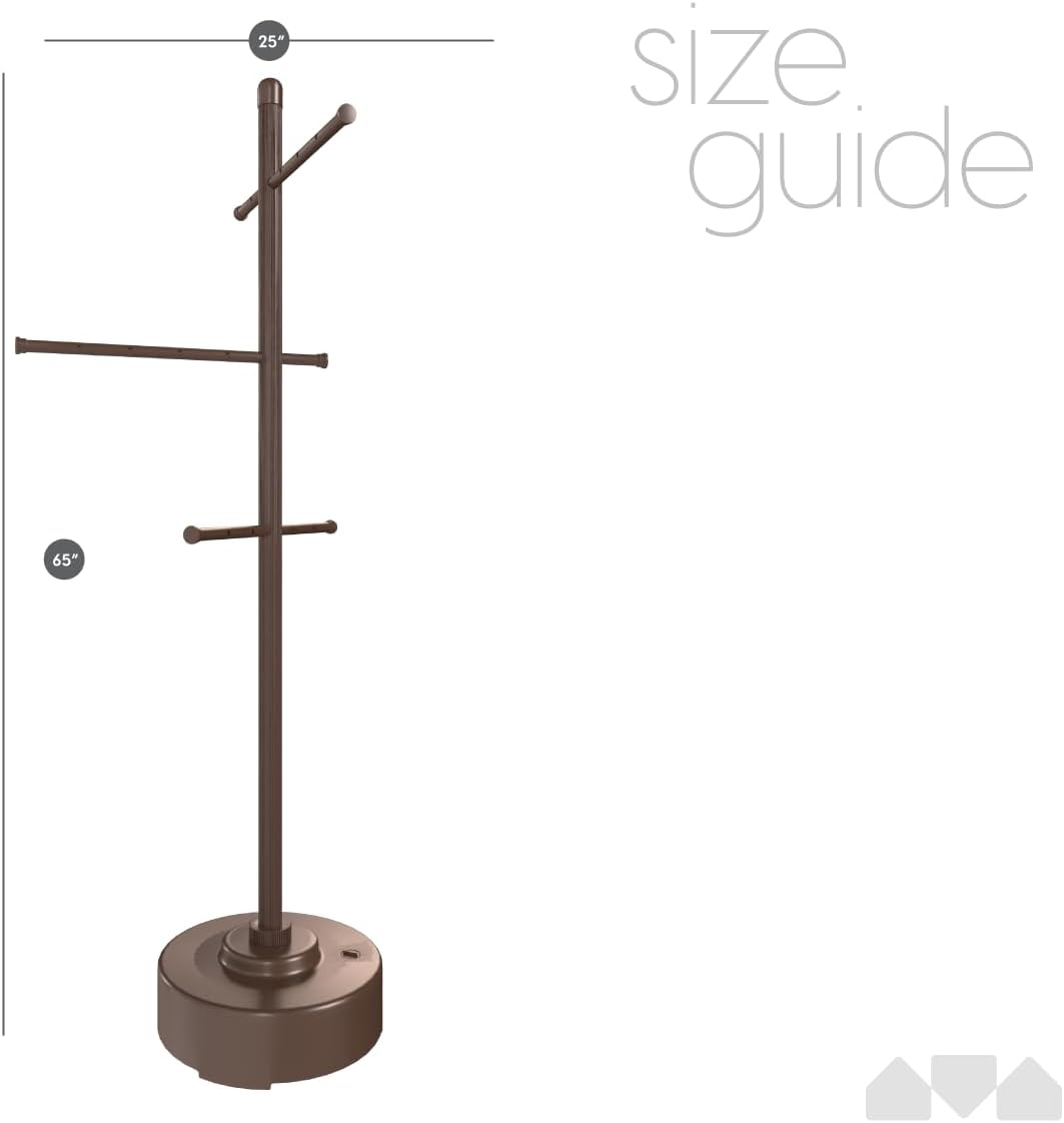 Pool Towel Rack Freestanding Outdoor Spa Towel Tree, Weather Resistant Metal and Plastic, 65 x 25 inches, Brown E501