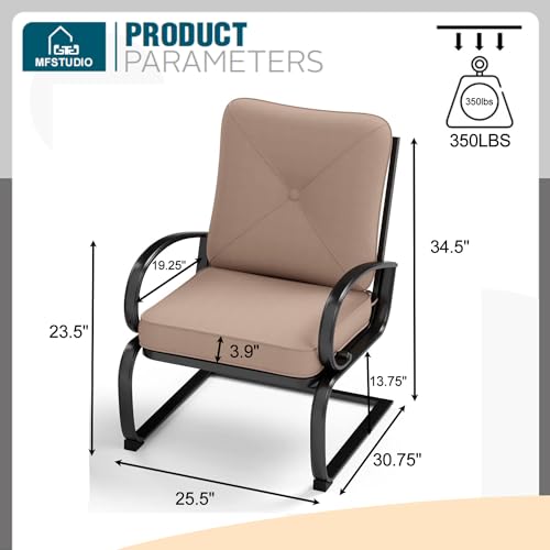 Patio Bistro Dining Spring Motion Chairs with Removable Cushion Seat, Metal Frame B319