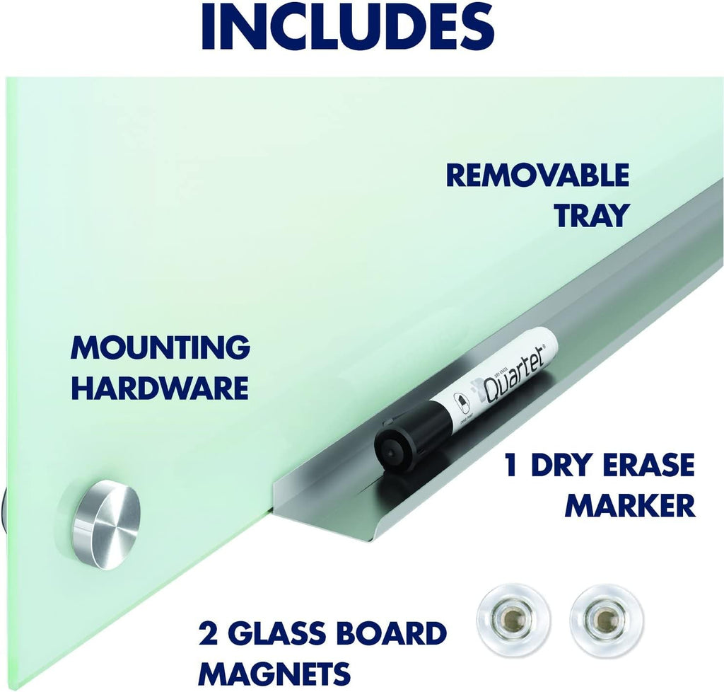 Magnetic Glass Dry Erase White Board, 6' x 4', Frameless I804991