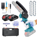 Mini Chainsaw Cordless, 6 Inch Electric Chainsaw for Wood Cutting, Goldsea Hand Held Small Power Saw with 2 pcs 2AH Batteries & 3 Replace Chains for Garden Tree Branch Trimmer