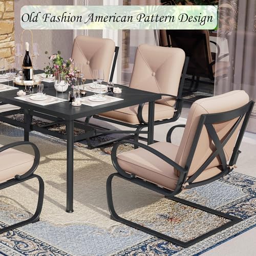 Patio Bistro Dining Spring Motion Chairs with Removable Cushion Seat, Metal Frame B319