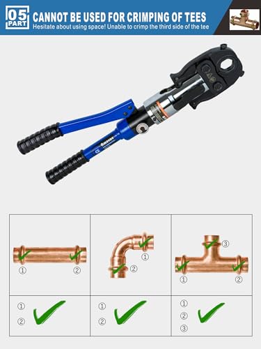 Copper Pipe Crimping Tool with 1/2, 3/4, 1 Inch Jaws N293