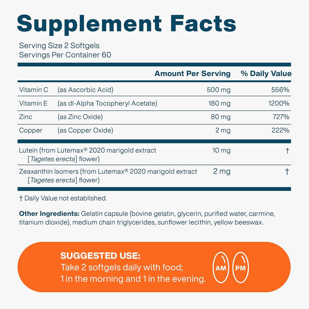 Eye Vitamin & Mineral Supplement with Lutein, Vitamin C & Zeaxanthin, 120 Mini Softgels I6062