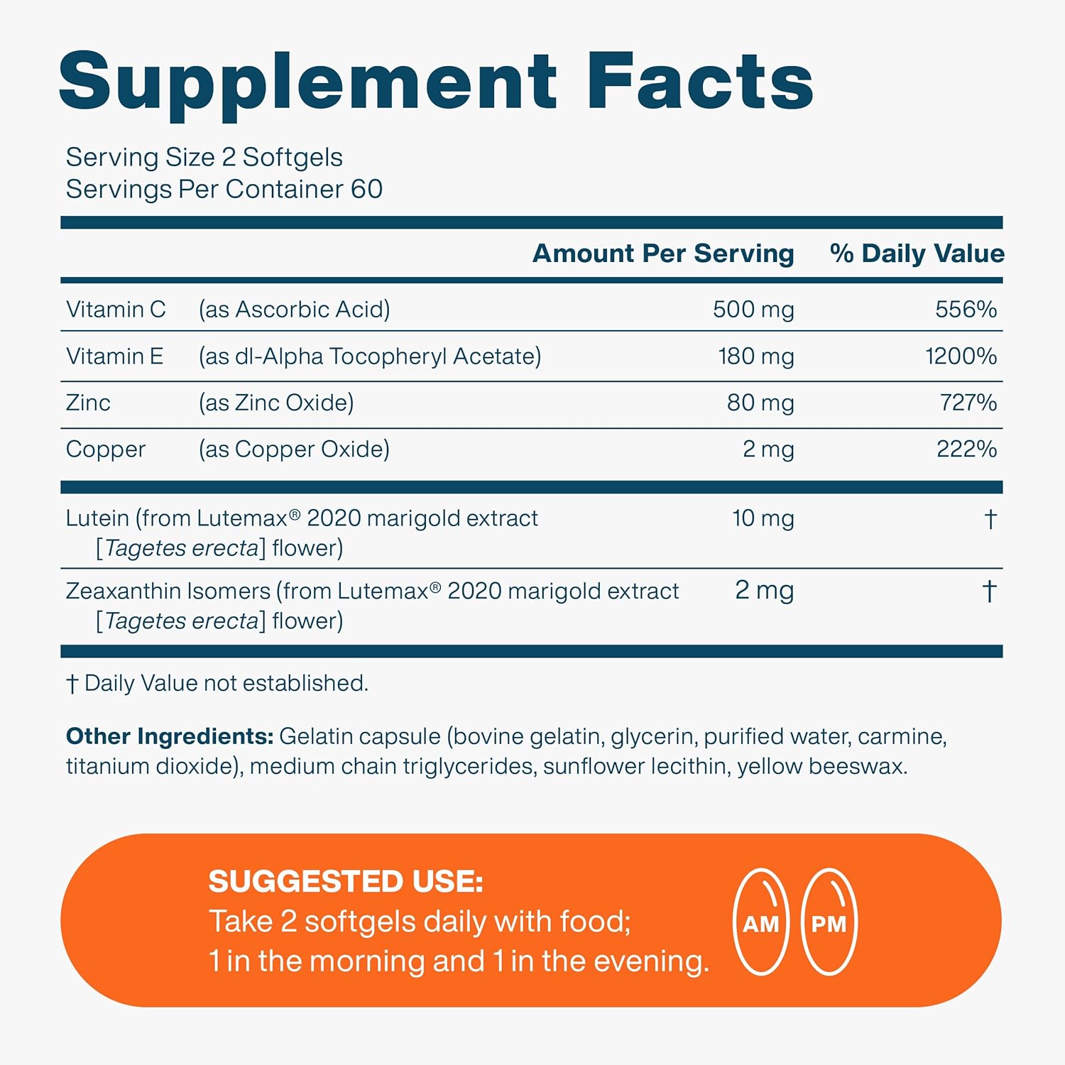 Eye Vitamin & Mineral Supplement with Lutein, Vitamin C & Zeaxanthin, 120 Mini Softgels I6062