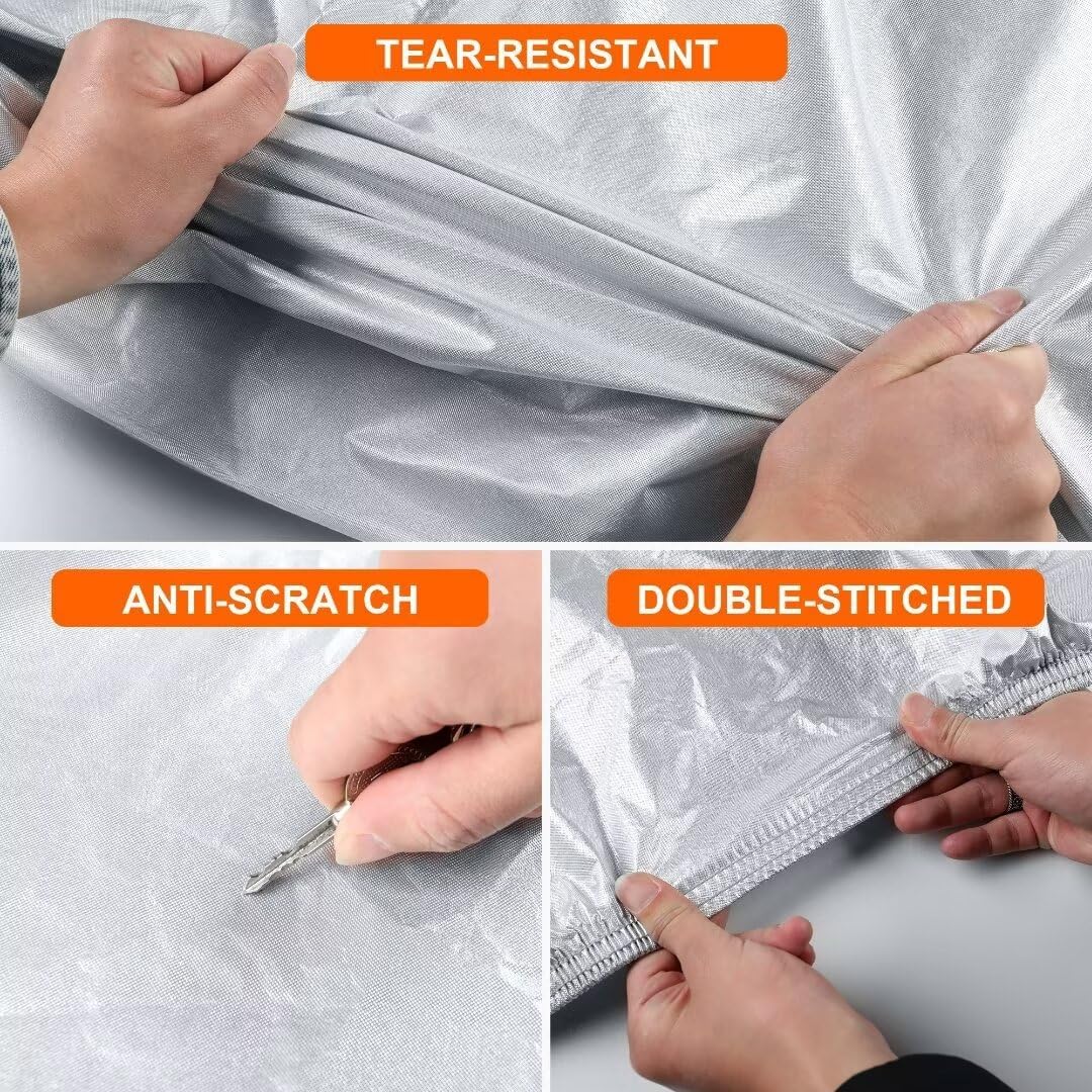 Car Cover for Jeep Wrangler 4 Door, Waterproof All Weather, Silver W12927