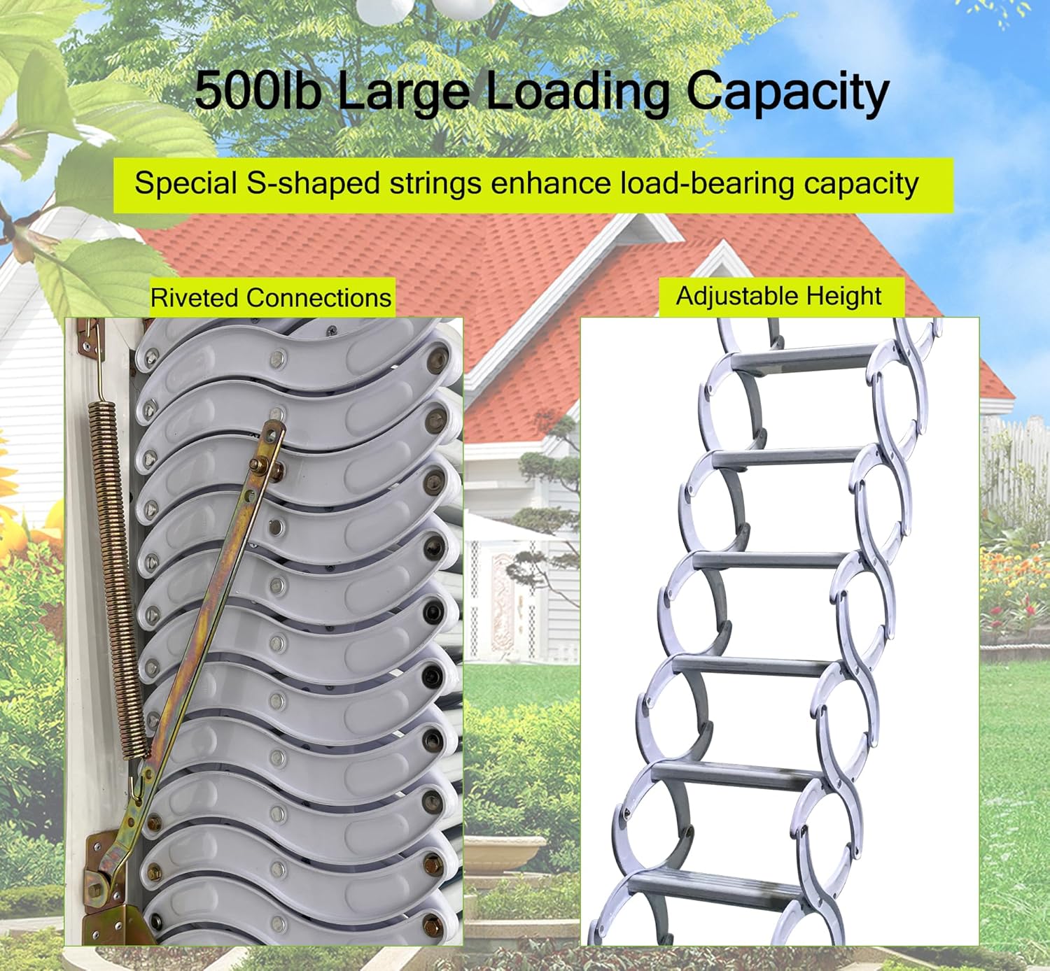 Attic Loft Ladder Folding Wall-mounted Stairs with Armrests K334