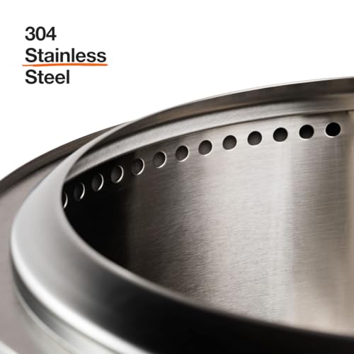 Smokeless Fire Pit with Stand, 19.5 Inch Portable Outdoor Stainless Steel Wood Burning Fireplace L5717