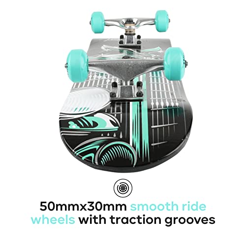 31" Skateboard with Pro Trucks, Full Grip Tape, 9-Ply Maple Deck Q86213