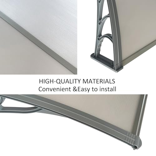 Window Awning Door Canopy 39"x31.5" Patio Rain Shelter Cover, Polycarbonate Outdoor UV Protection K4324