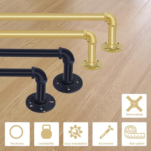 Curtain Rods for Windows 72-144", 1 Inch Industrial Black, Adjustable N77556