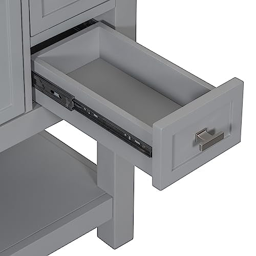 White Bathroom Vanity with Ceramic Vessel Sink and Storage O108
