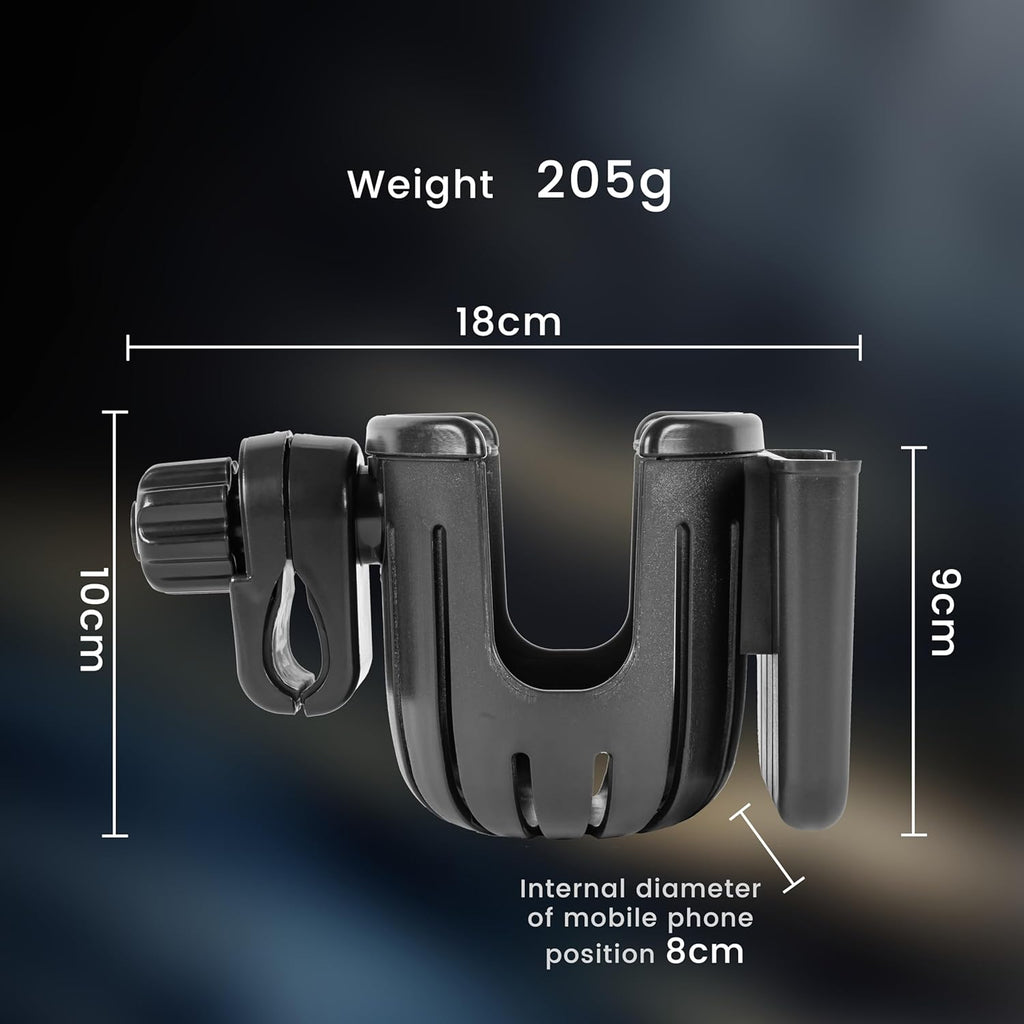 Stroller Cup Holder with Phone Holder, 2-in-1 Universal U8180