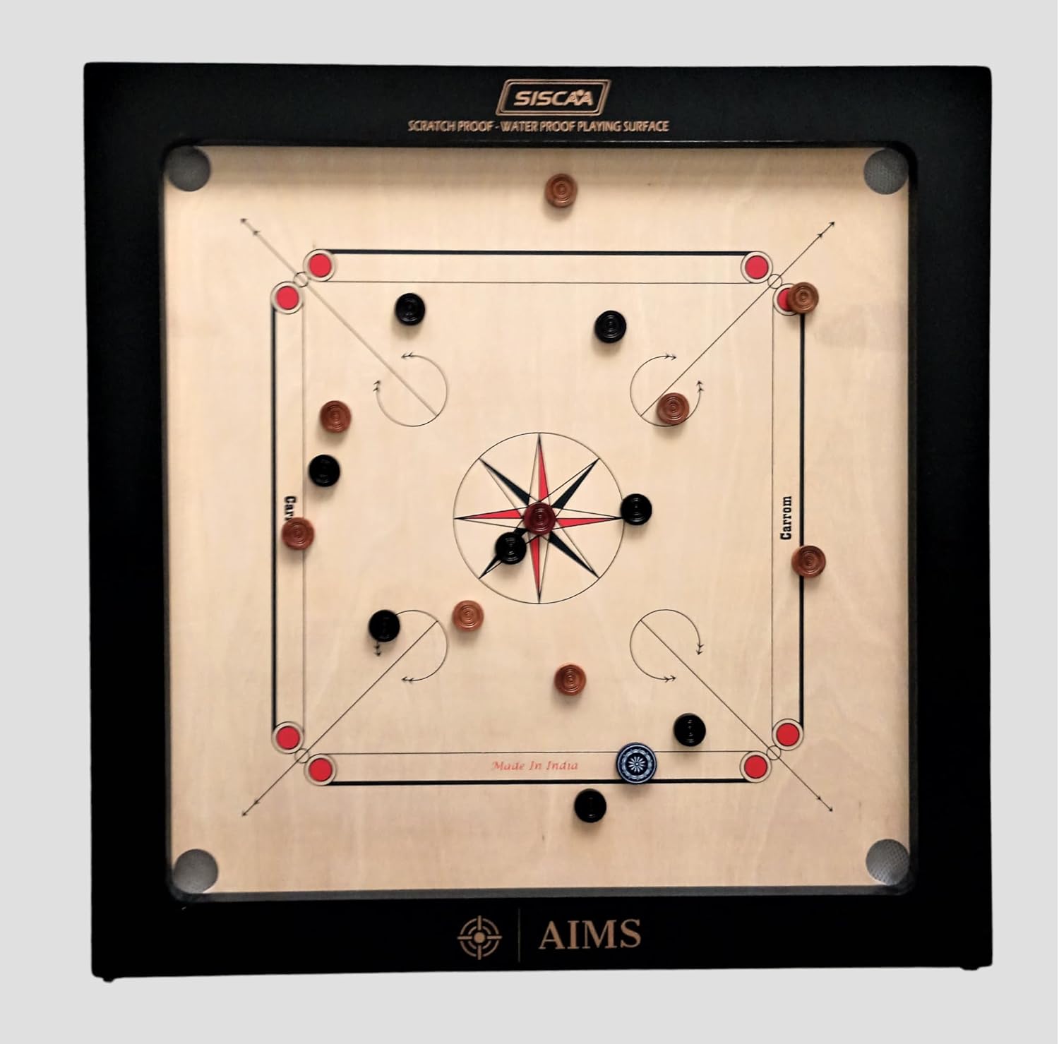 Deluxe Full Size Carrom Board with Striker and Coins I31798