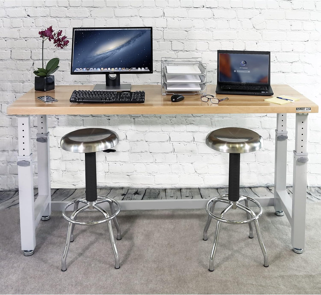 Heavy-Duty Wood Top Workbench, Height Adjustable Desk, 72" Q1859