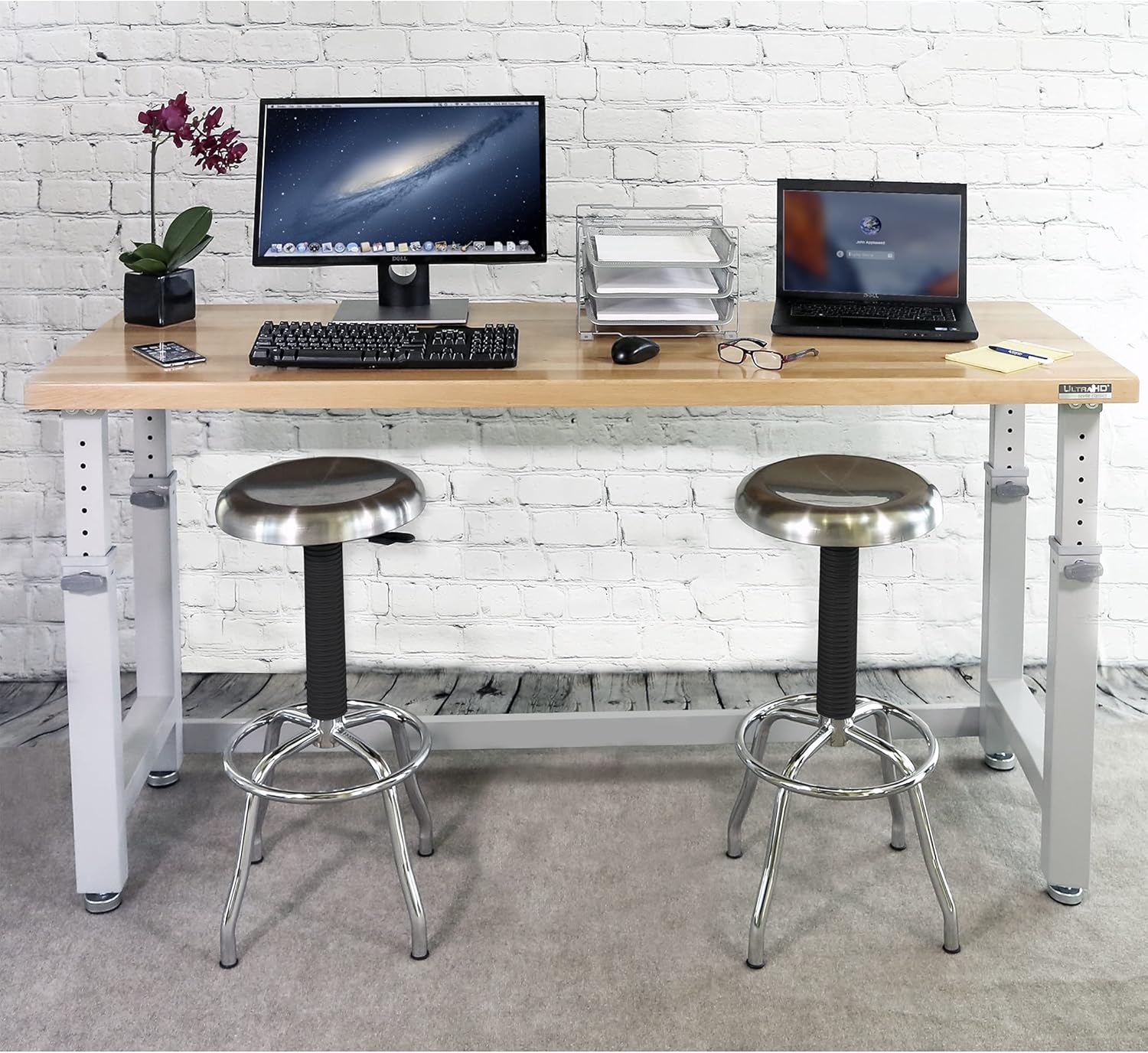 Heavy-Duty Wood Top Workbench, Height Adjustable Desk, 72" Q1859