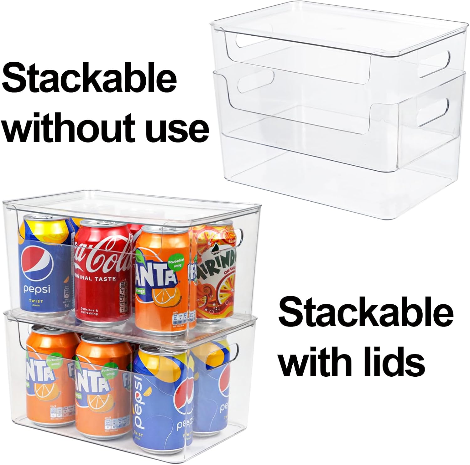 Clear Plastic Storage Bins with Lids, Stackable Organizer Boxes H707098