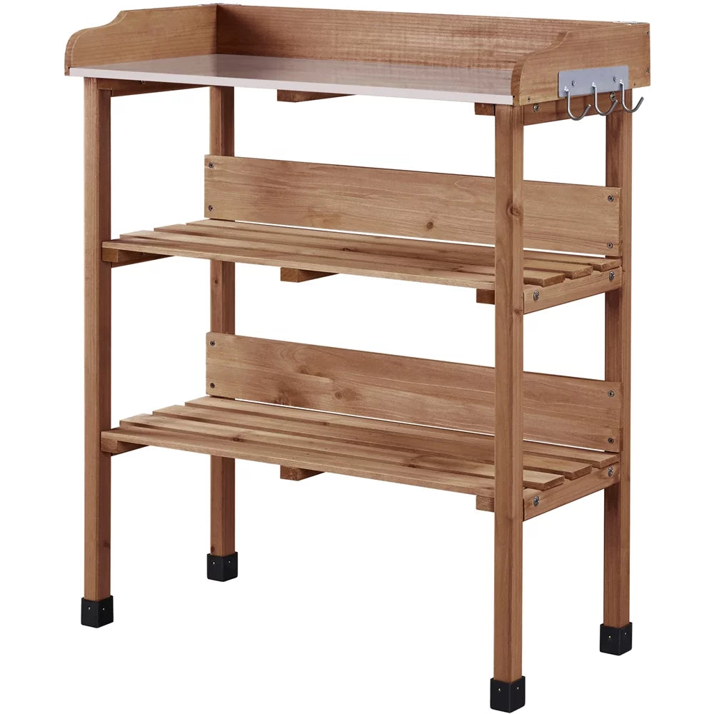 Outdoor Potting Bench Table with Storage Shelf A926247