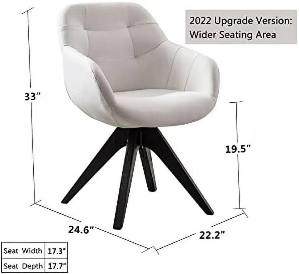 Mid Century Modern Swivel Armchair Fabric Accent Chair with Wood Legs E96436