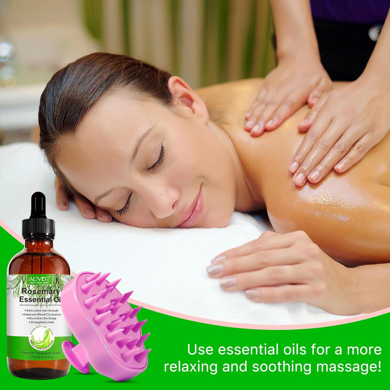 Rosemary Oil for Hair Growth with Scalp Massager V4016