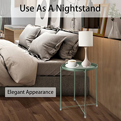 Round Metal Tray Side Table for Living Room Bedroom Balcony Z387