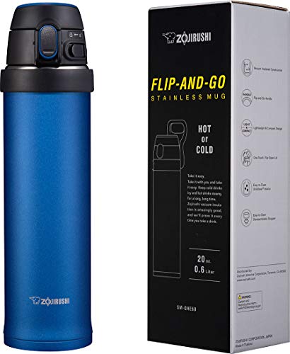 Stainless Steel Flip-and-Go Mug, 20 oz, Cobalt Blue A25306