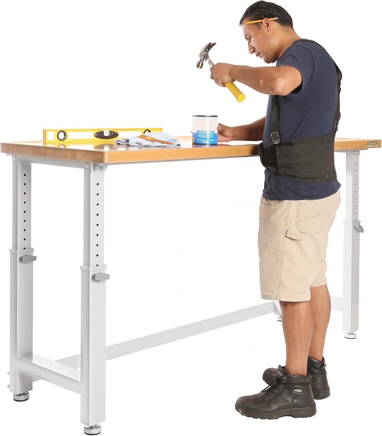 Heavy-Duty Wood Top Workbench, Height Adjustable Desk, 72" Q1859
