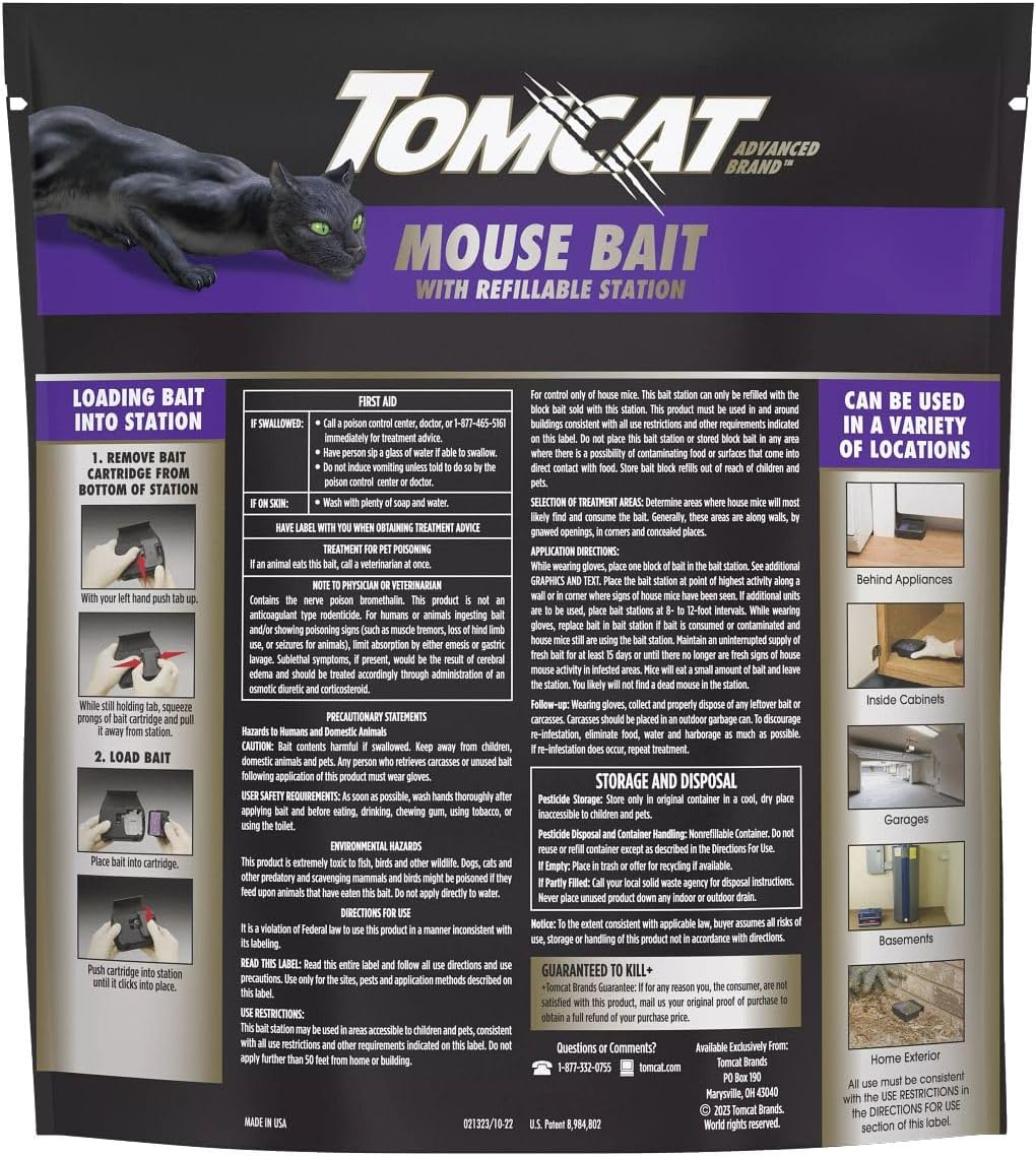 Mouse Bait Station with Refillable Poison Blocks, Indoor and Outdoor F612
