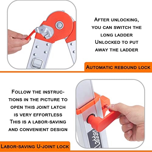 5 Step Multi-Position Ladder, 17 Ft Anti-Slip Aluminum Folding Ladder Q782600