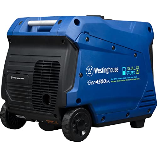 5000 Peak Watt Dual Fuel Portable Inverter Generator with Wheel & Handle Kit F235672