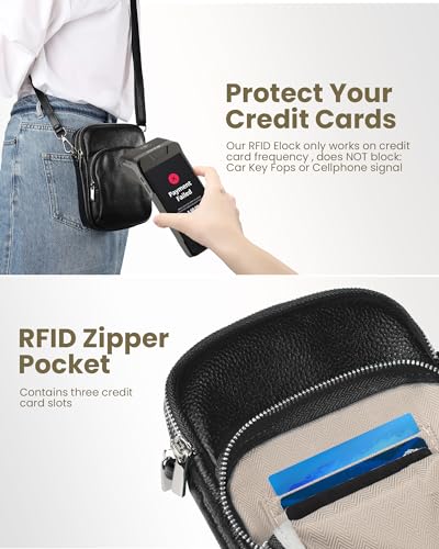 Small Genuine Leather Crossbody Bag with RFID Blocking Card Slots K420
