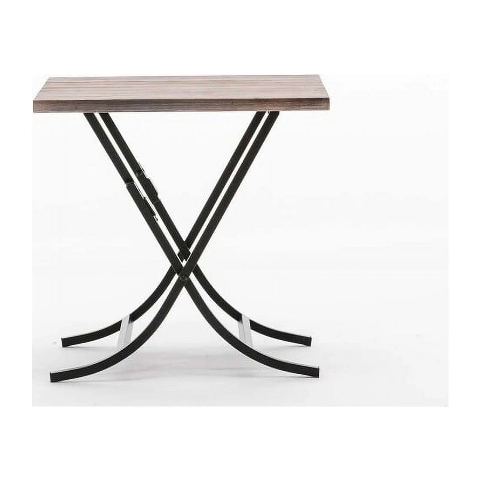 Folding Industrial Wood and Metal End Table Z420