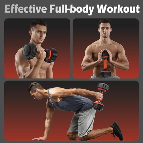Adjustable Dumbbell Set, 5-25 lbs, Anti-Slip Handle A376657