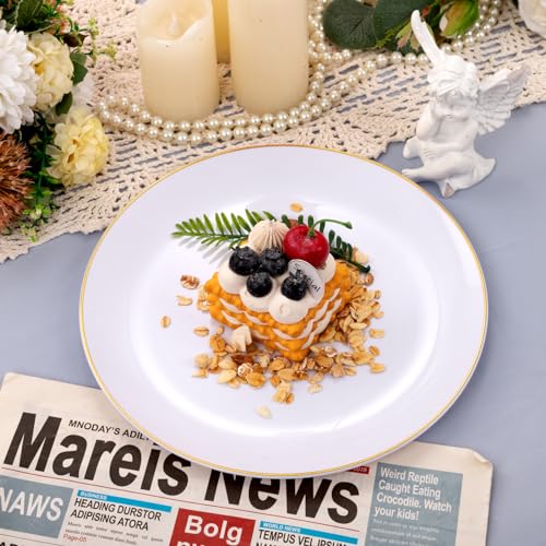 Gold Plastic Plates 9 Inch Disposable Dinner Plates for Party K678148
