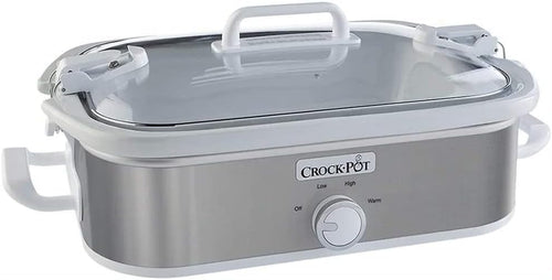 Crock-Pot SCCPCCM355SS 3.5 Quart Capacity Rectangular Shape 9 Inch x 13 Inch Casserole Slow Cooker with Locking Lid, Stainless Steel
