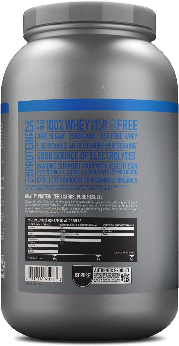 Creamy Vanilla Whey Protein Powder with Vitamin C & Zinc, 25g Protein, Zero Carb, 44 Servings E6881