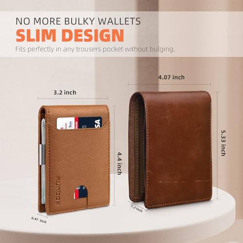 Slim Leather Money Clip Wallet for Men with RFID Blocking Y49448