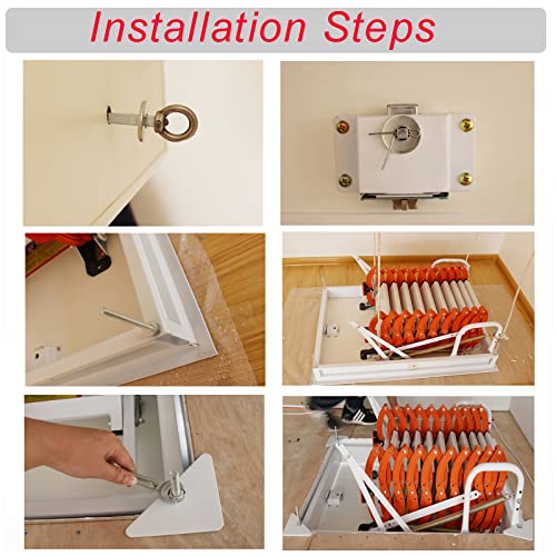 Folding Attic Ladder, 13 Steps Retractable Loft Stairs, White K485614