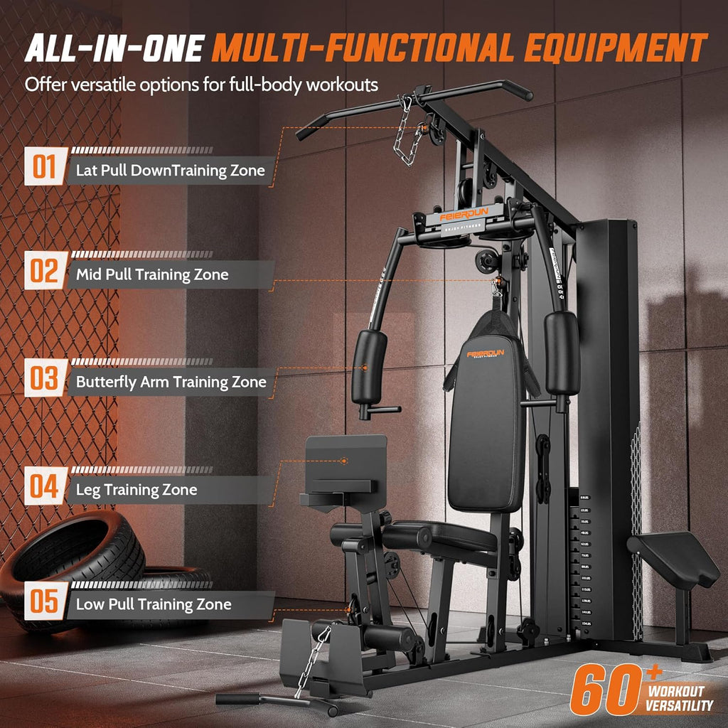 Home Gym Equipment with 154LBS Weight Stack for Leg Press, Lat Pull Down, Chest Presses Z65654
