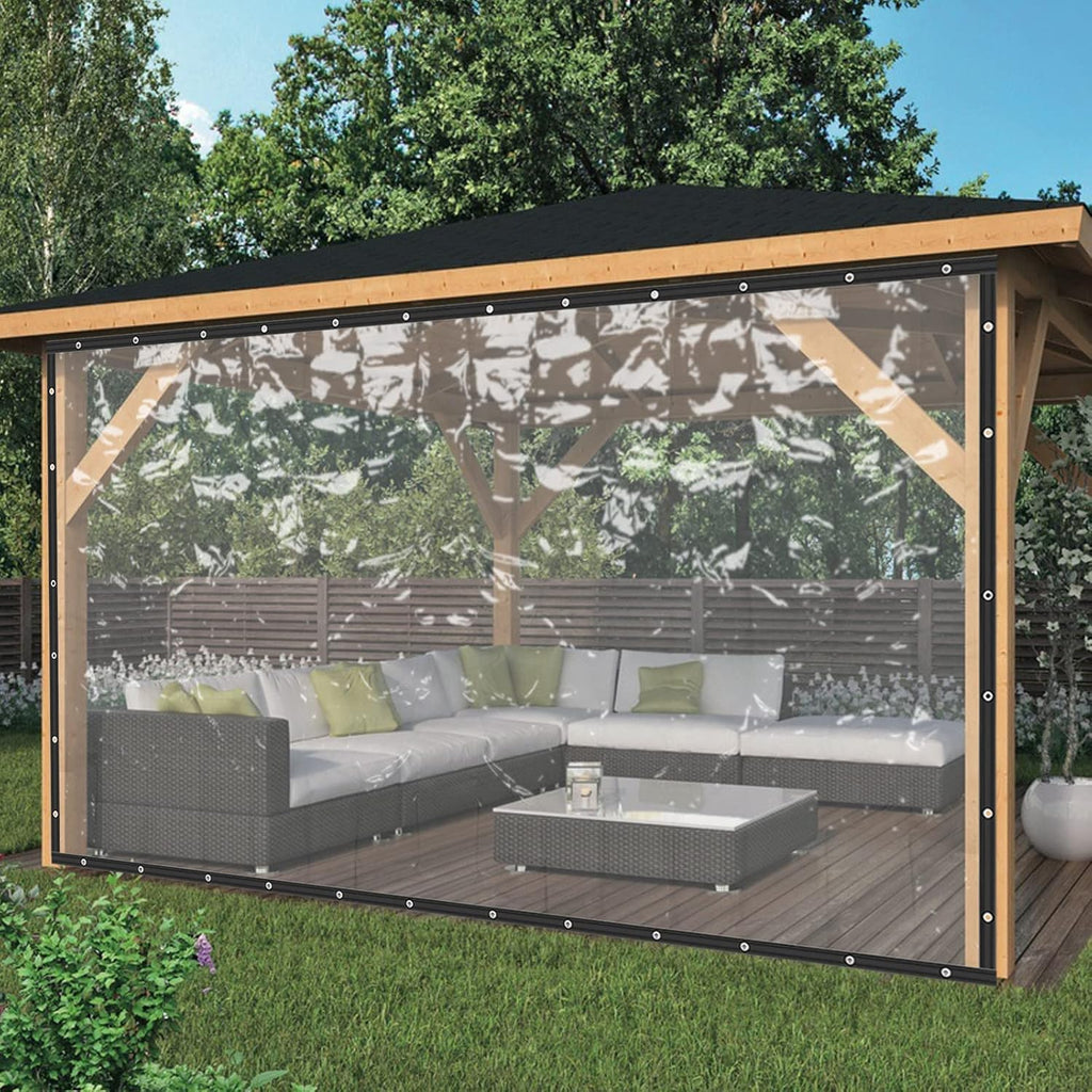 8×20FT Clear PVC Tarp Curtain Waterproof Patio Enclosure J408