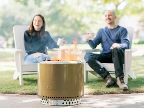 Smokeless Fire Pit with Stand, 19.5 Inch Portable Outdoor Stainless Steel Wood Burning Fireplace L5717